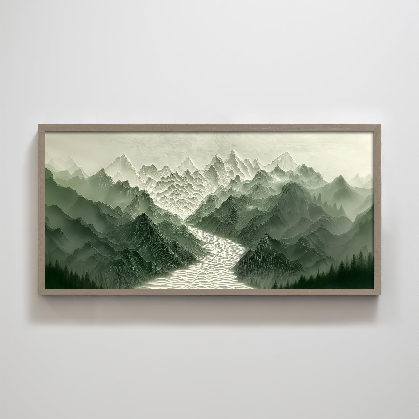 Green mountain texture home decoration painting.