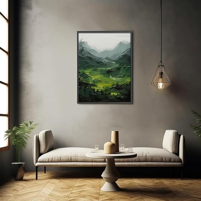 Mountain Landscape Textured Wall Painting Minimalism Contemporary Wabi Sabi Nature Hiking Printing Wall Art