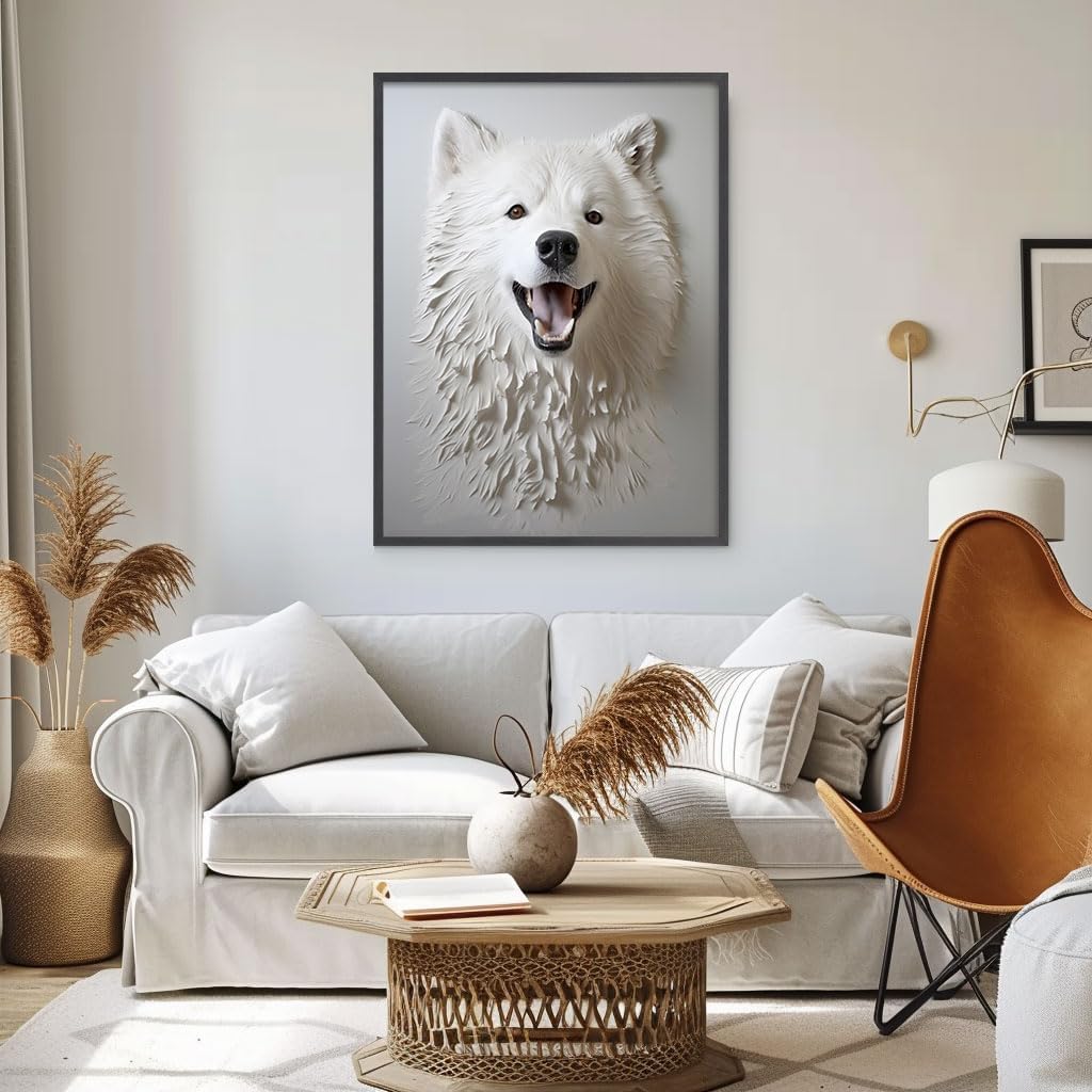 Samoyed Dog Pets Textured Art Print Wall Decor