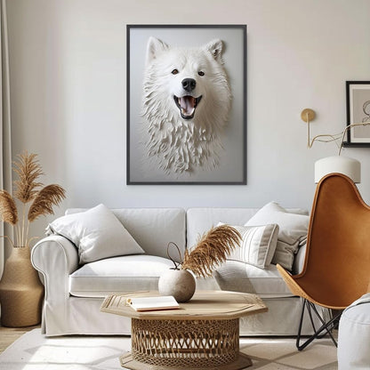 Samoyed Dog Pets Textured Art Print Wall Decor