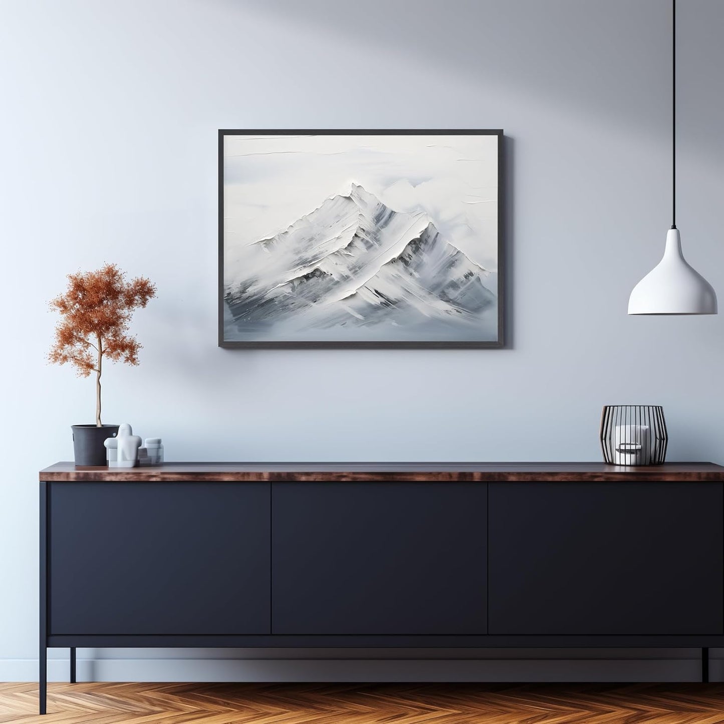 Snow Mountain Textured Print Wabi Sabi Minimalism Nature Hiking Printing Wall Art