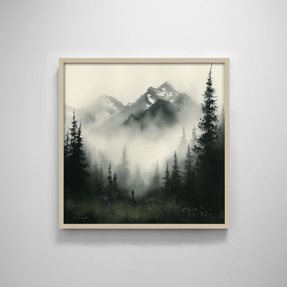 Textured Mountain Hiking Tree Nature Landscape Wall Art