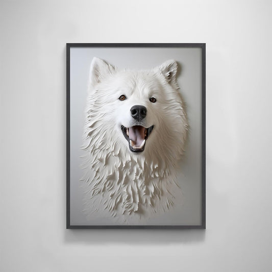 Samoyed Dog Pets Textured Art Print Wall Decor