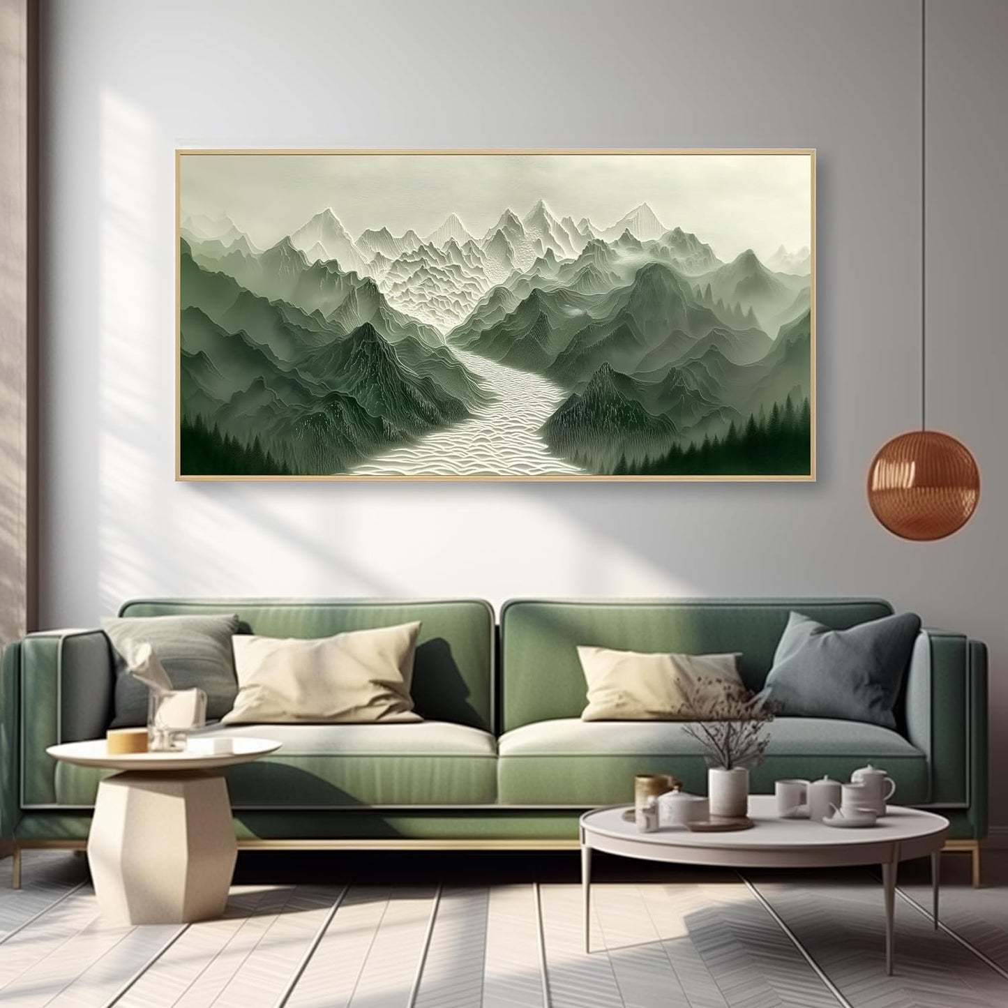 Green mountain texture home decoration painting.