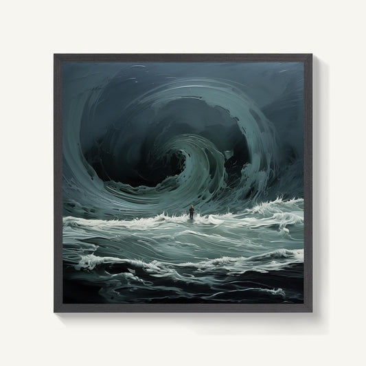 Abstract Ocean Wind Art Textured Print Dark Sea Tornado Adventure Printing Wall Art