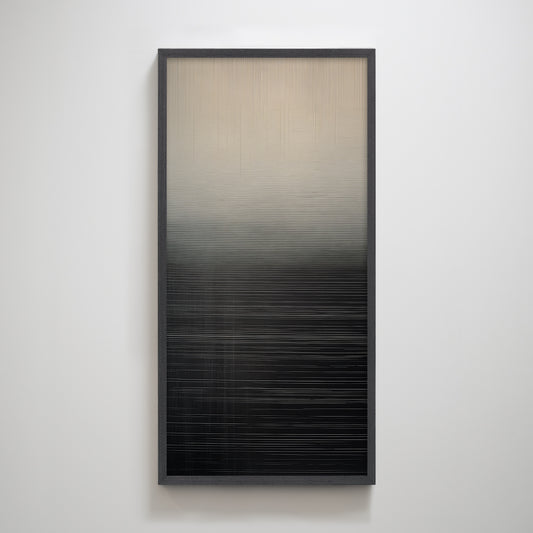 Abstract Landscape Wabi Sabi River Sea Minimal Black and Beige Zen Textured Wall Art