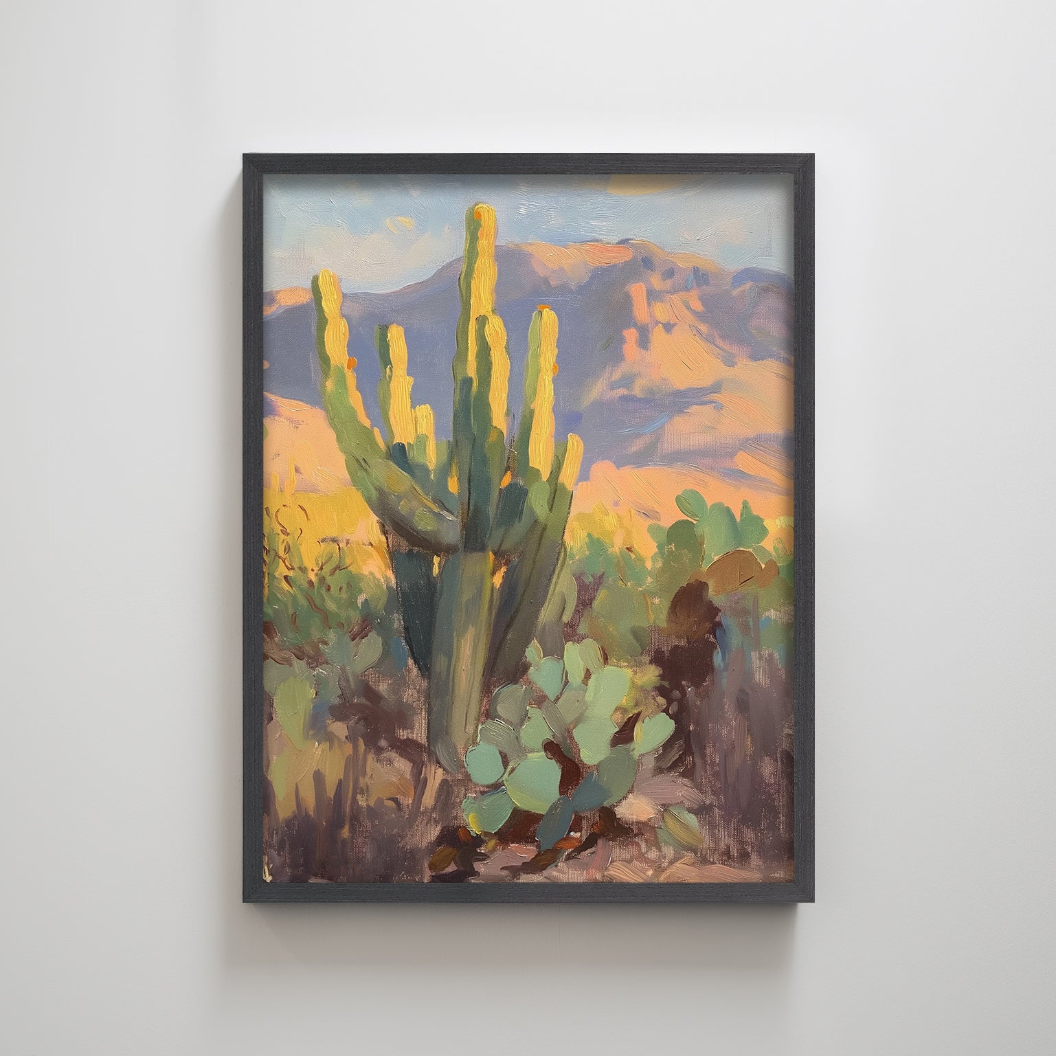 Abstract cactus plant print home decoration painting.