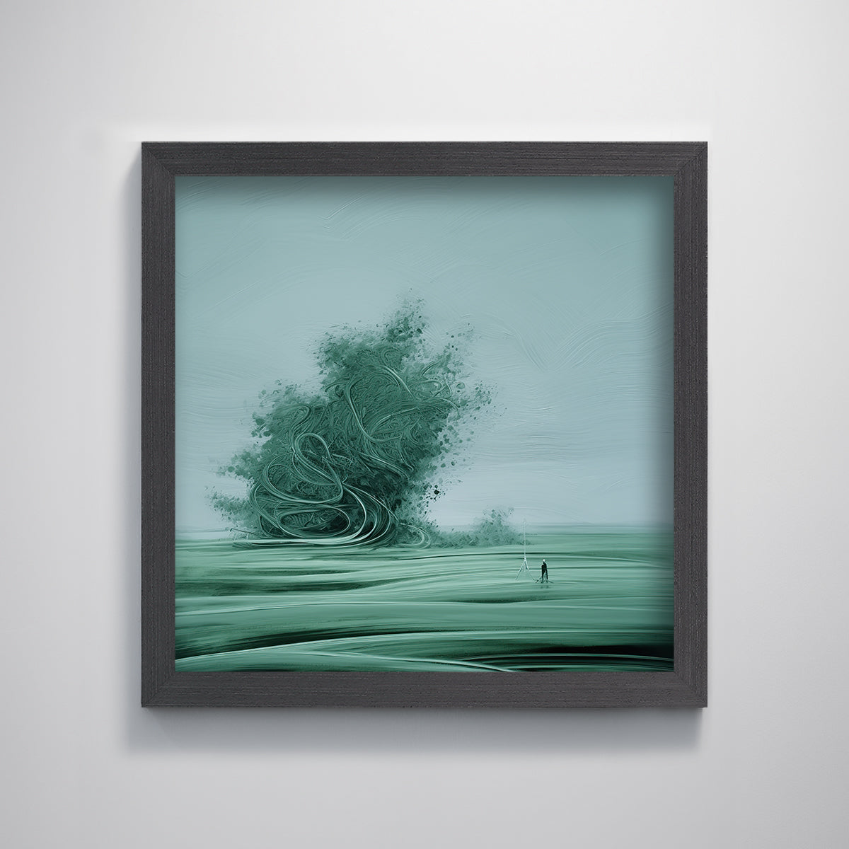 Moody Landscape Dreamy Grassland Sky Tornado Green Textured Printing Wall Art