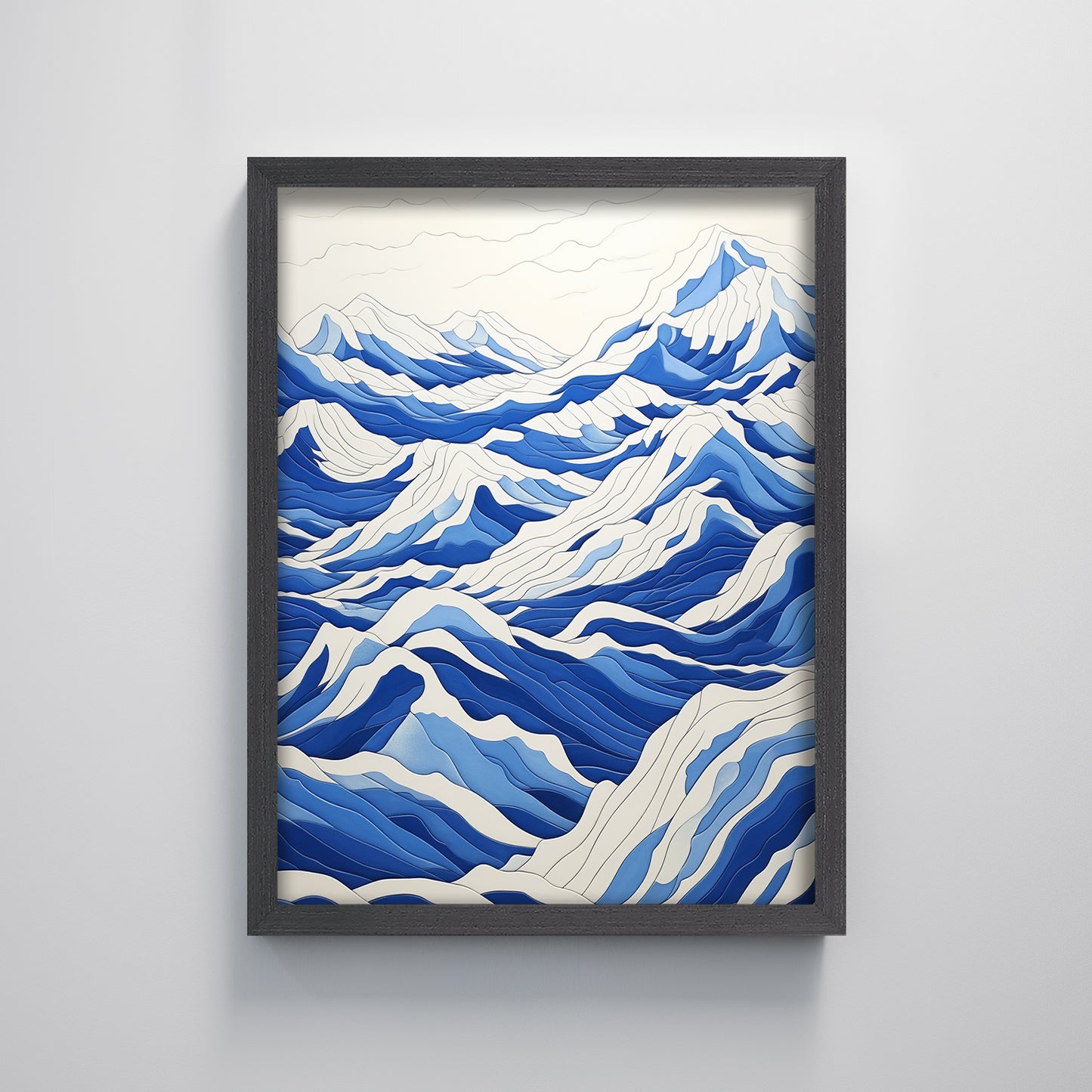 Modern Abstract Decorative Painting Blue Ocean Waves Texture Print Wall Painting Decoration Home