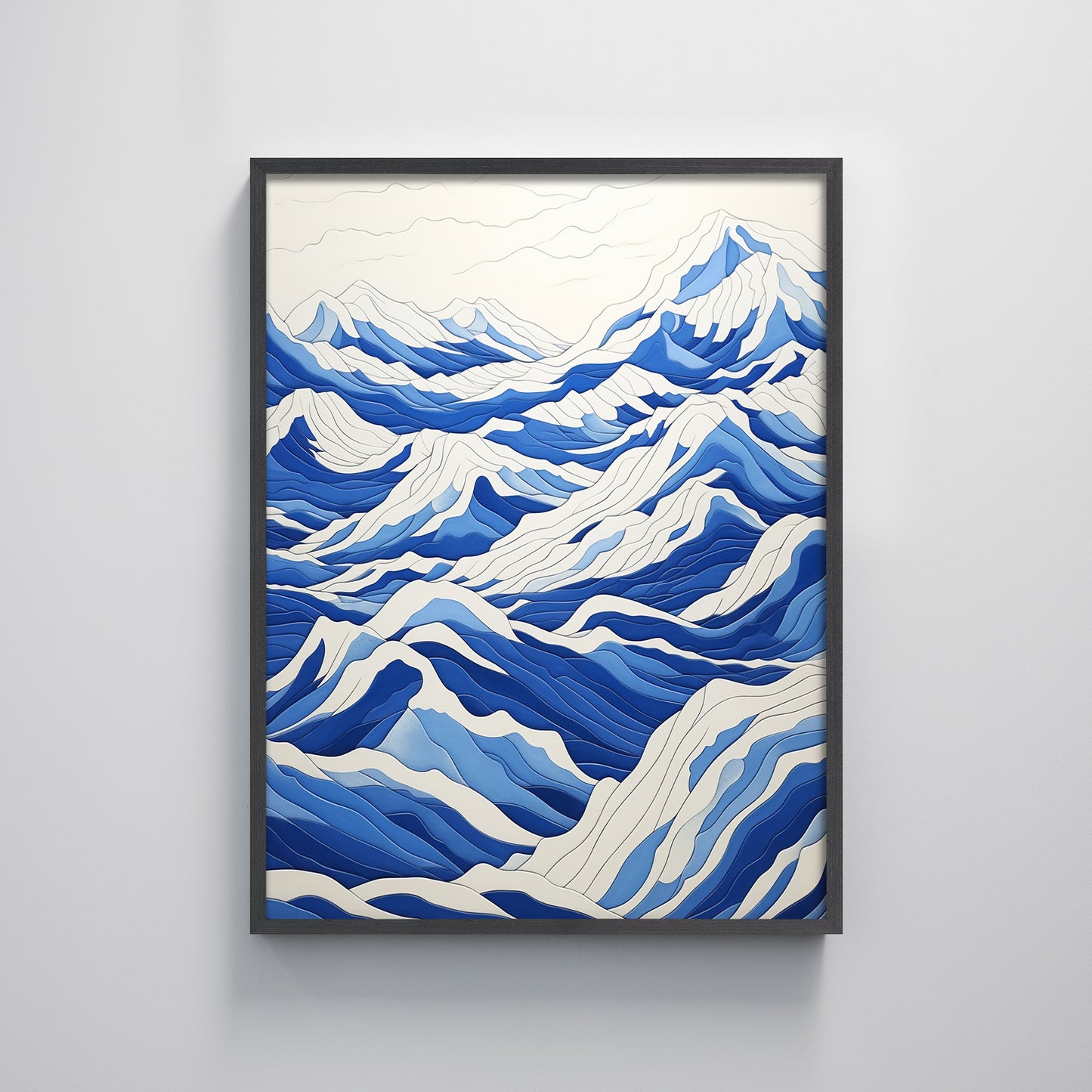 Modern Abstract Decorative Painting Blue Ocean Waves Texture Print Wall Painting Decoration Home