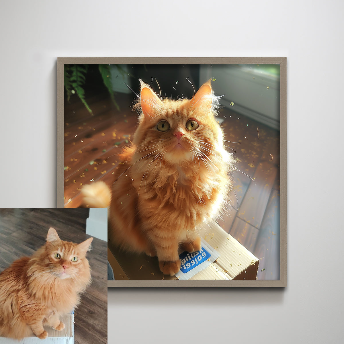 Custom Pet Portrait Textured Art Print Wall Decor(AR Talking Avatar)