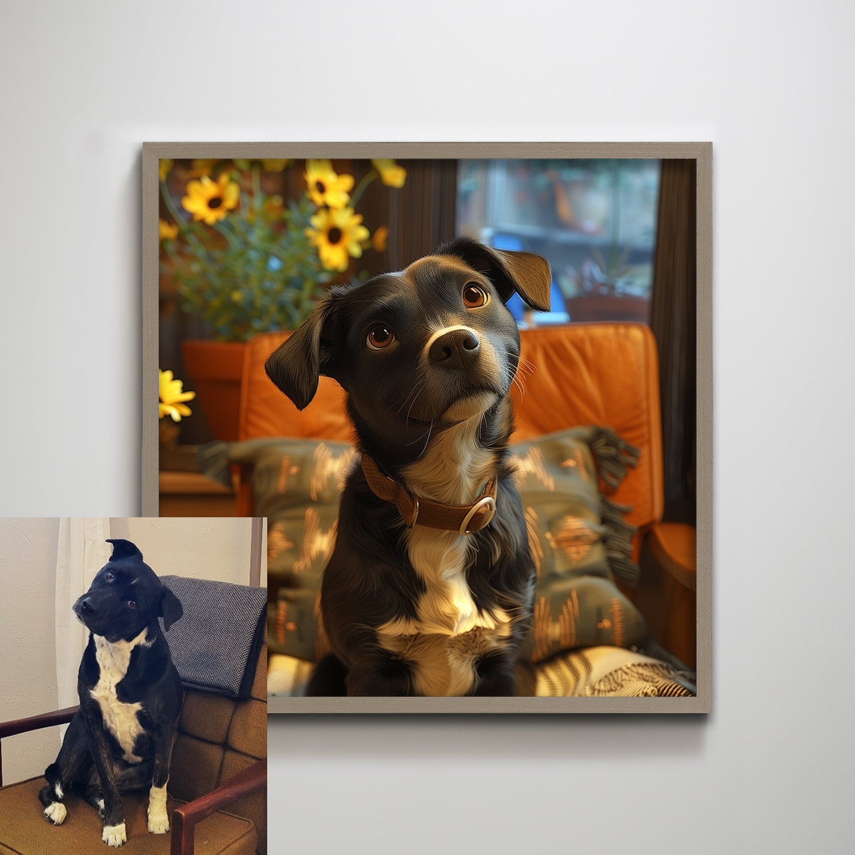 Custom Pet Portrait Textured Art Print Wall Decor(AR Talking Avatar)