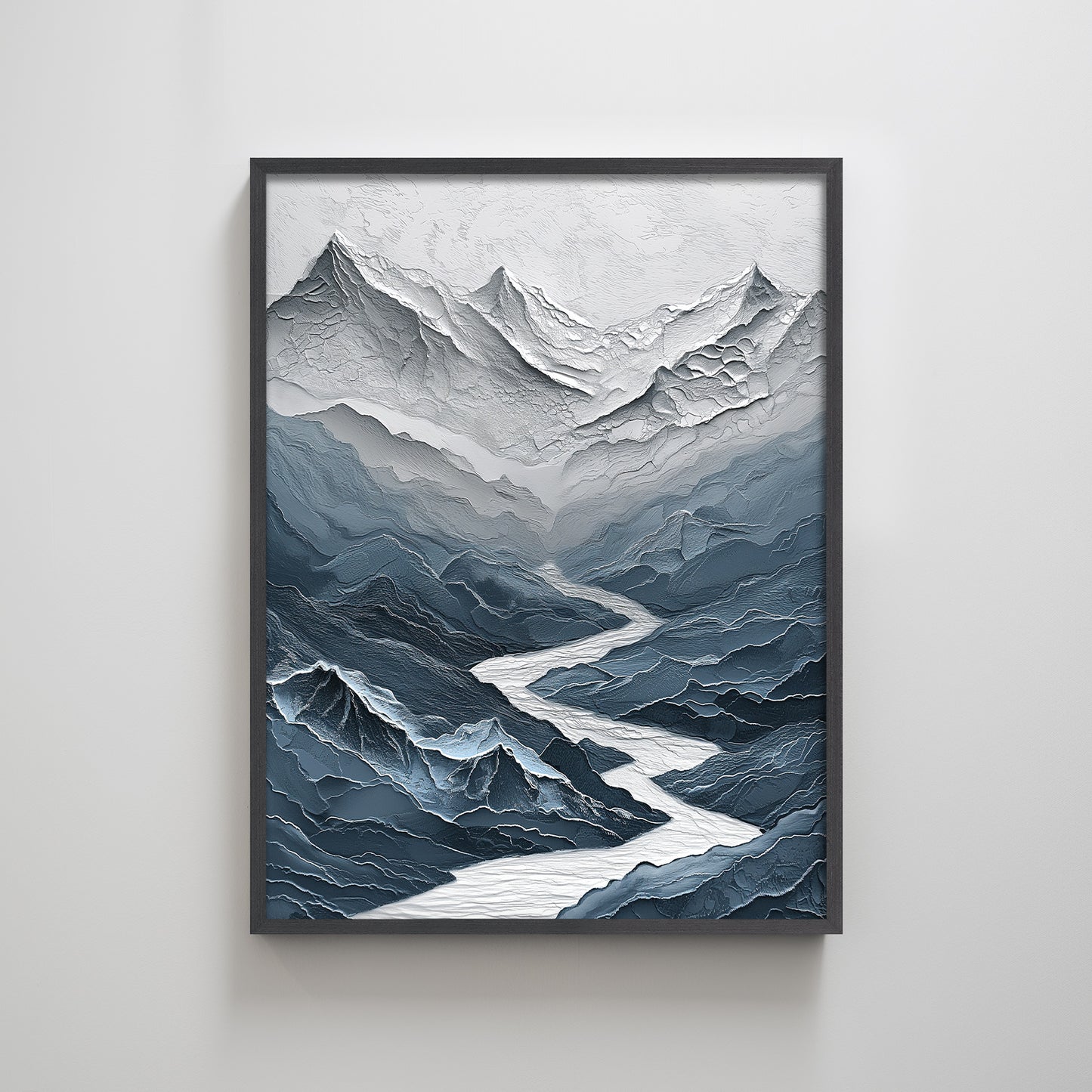 Blue mountains and rivers texture home decoration painting.