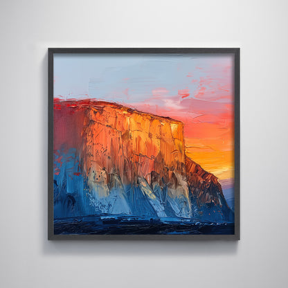 Textured Abstract El Capitan Yosemite Landscape yellow Sunset Mountain Wall Art