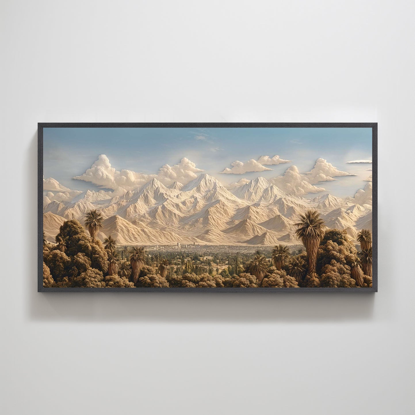 Mystical City Nestled by Mountains | Fantasy Landscape Art for Modern Interiors