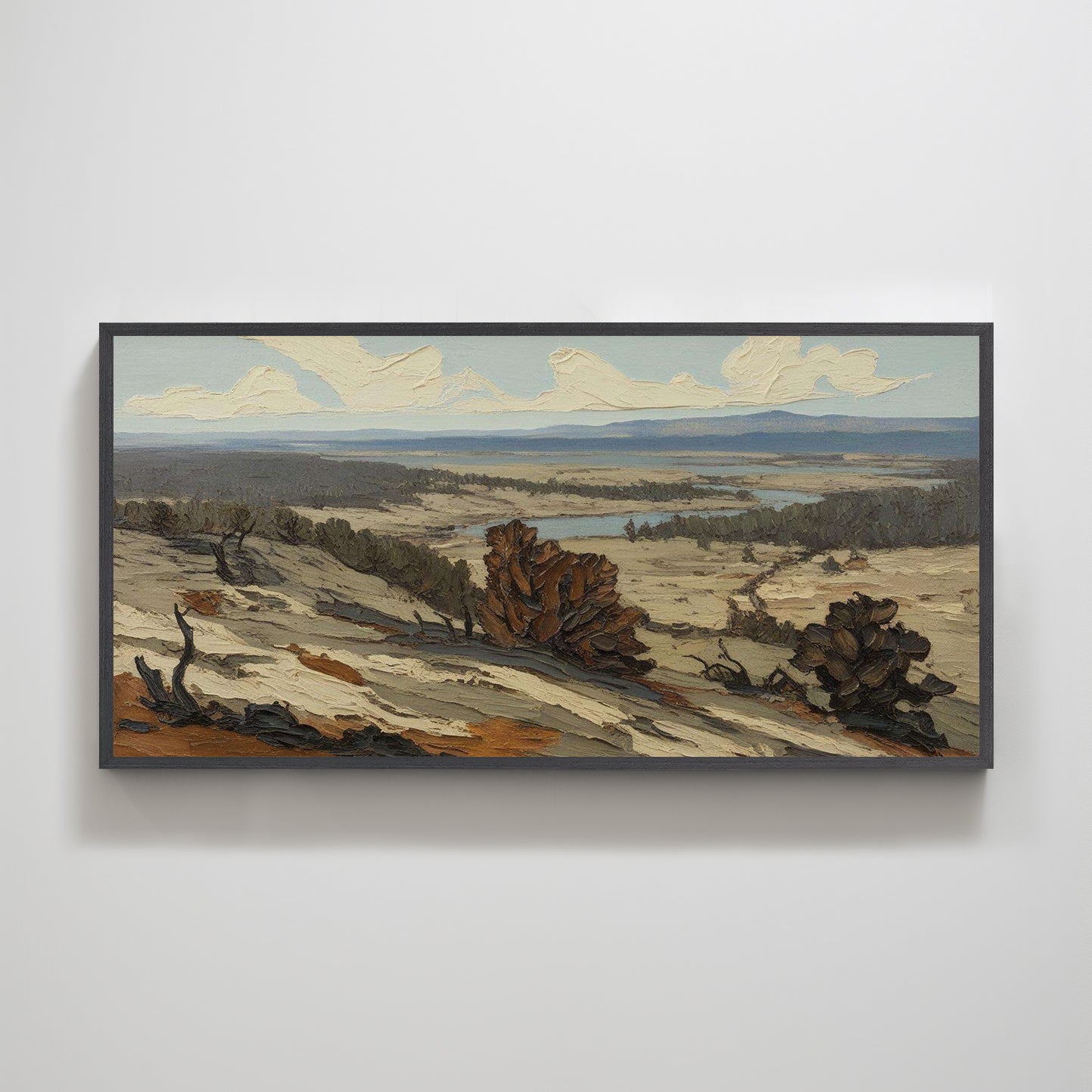 Rolling Hills and Tranquil River | Landscape Wall Art for Serene Home Decor