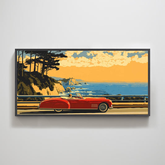 Sunset Drive by the Coast | Ocean Road Painting for Beach House Decor
