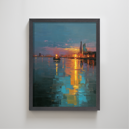 Sunset Building | Urban Landscape Painting for Modern Office Decor