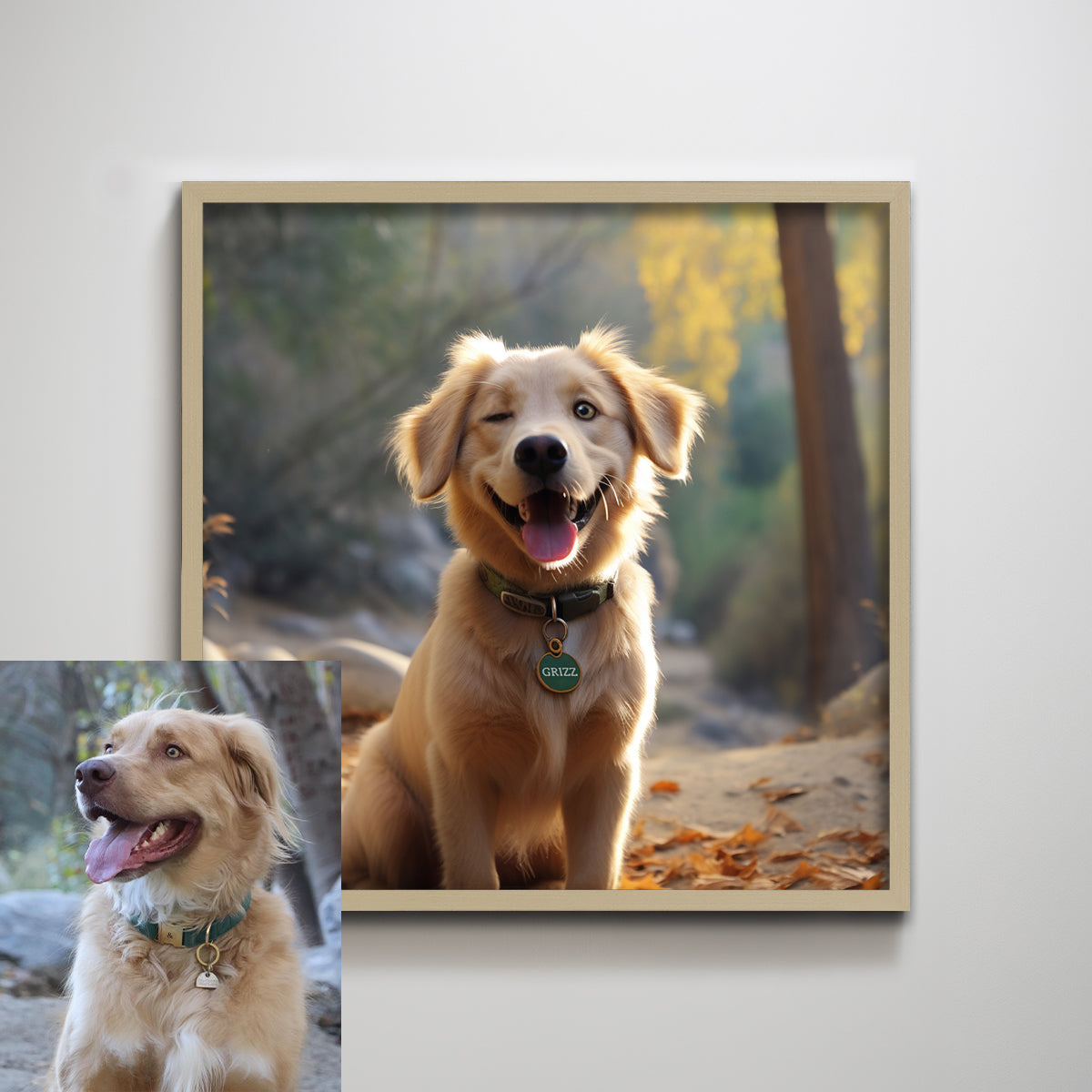 Custom Pet Portrait Textured Art Print Wall Decor(AR Talking Avatar)