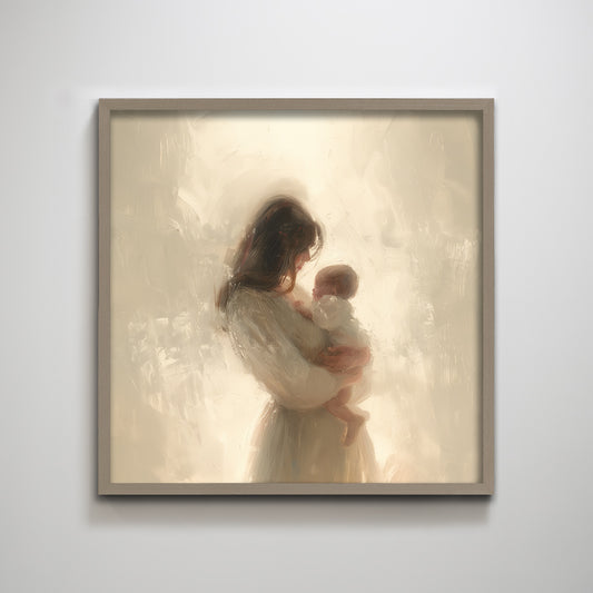 Mom and baby texture home decoration painting.