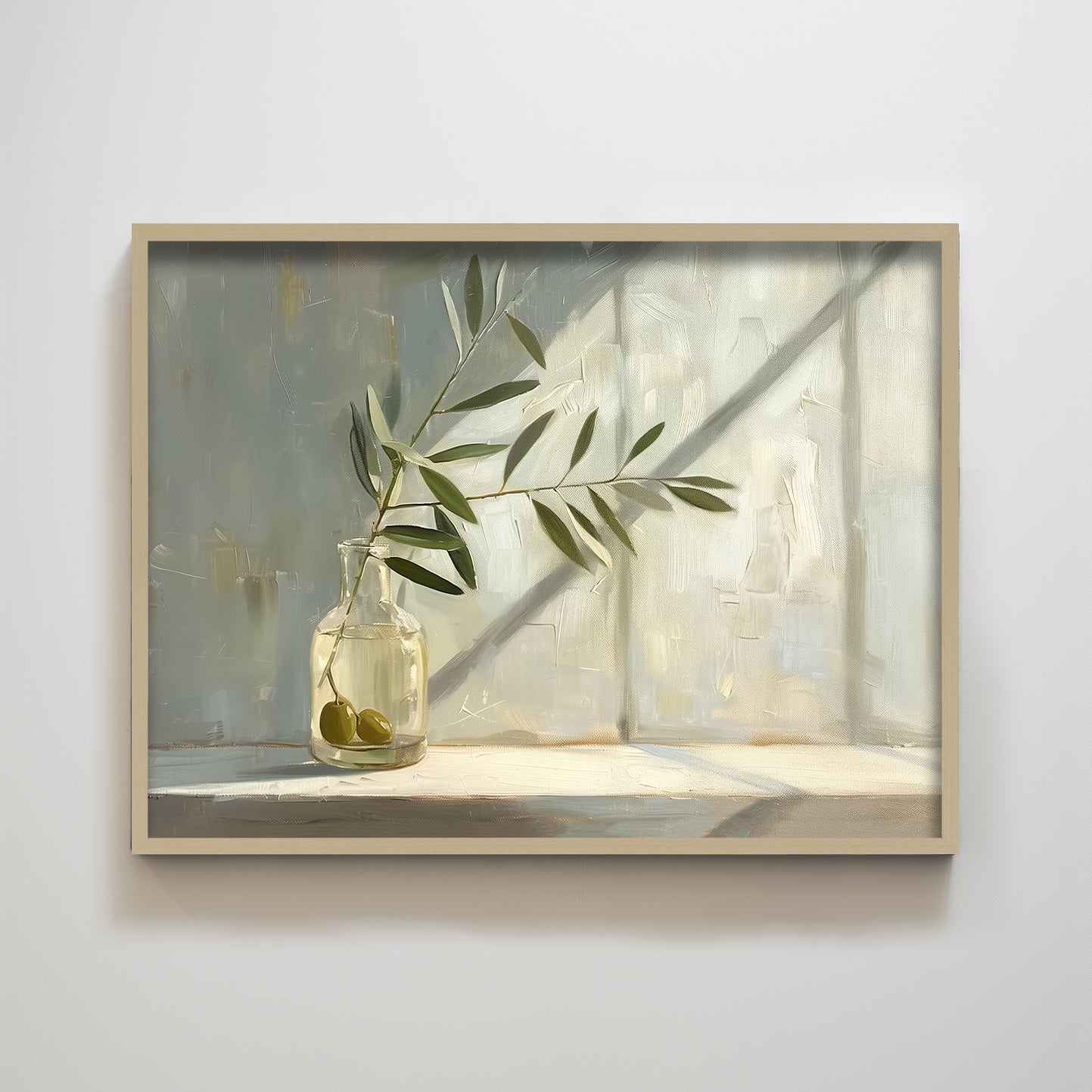 Abstract Olive Leaves Vase Art Print Cozy Sunlight