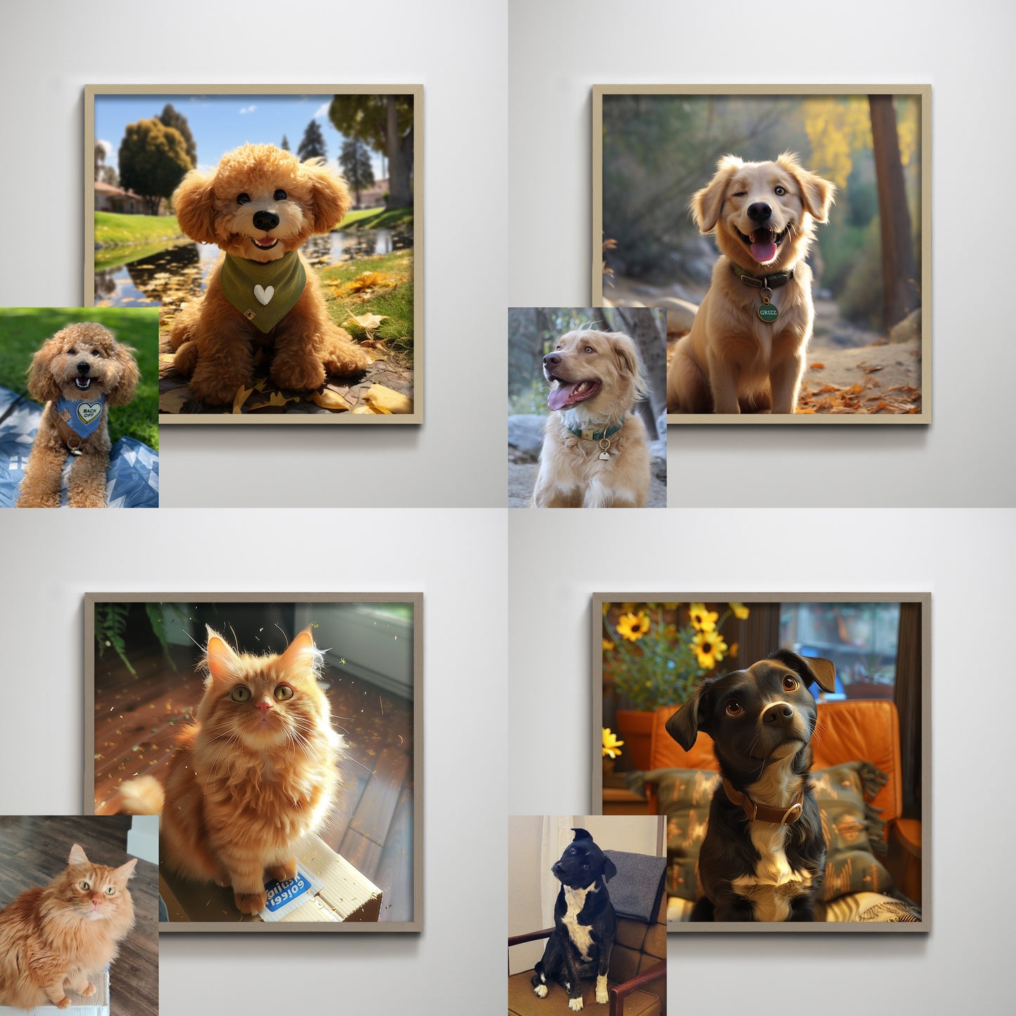 Custom Pet Portrait Textured Art Print Wall Decor(AR Talking Avatar)