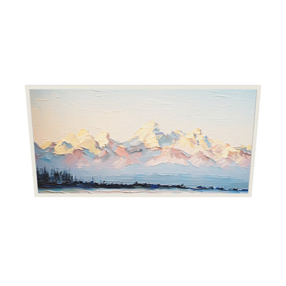 Teton Range Snow Mountain Landscape Textured Print Wall Art