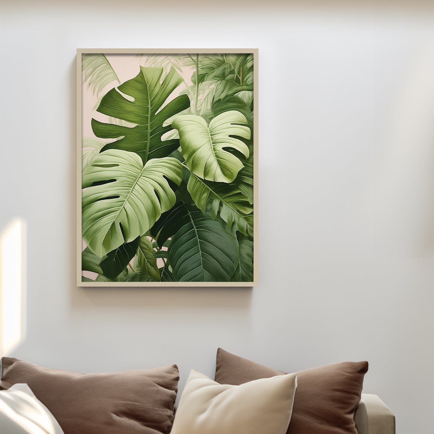 Green Monstera Texture Home Decor Painting.