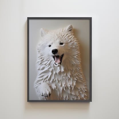 Samoyed Dog Pet Portrait Textured Art Print Wall Decor