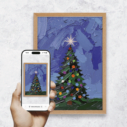 Christmas Tree Textured Art Print with AR Video