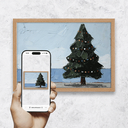 Christmas Tree Oil Painting Art Print with AR Video